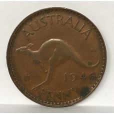 AUSTRALIA 1946 .  ONE 1 PENNY . VERY SCARCE . KEY DATE . NICE COIN